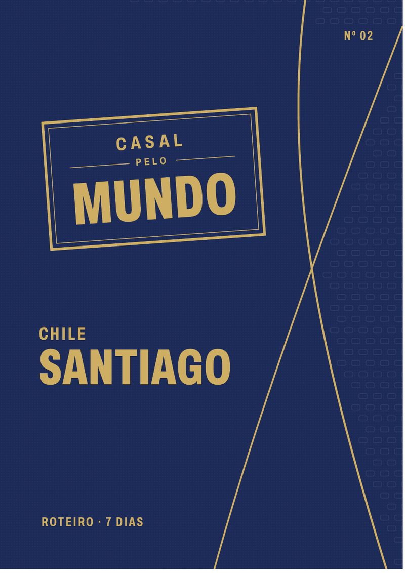 Capa do guia Santiago em 7 dias, no estilo de um passaporte azul-marinho